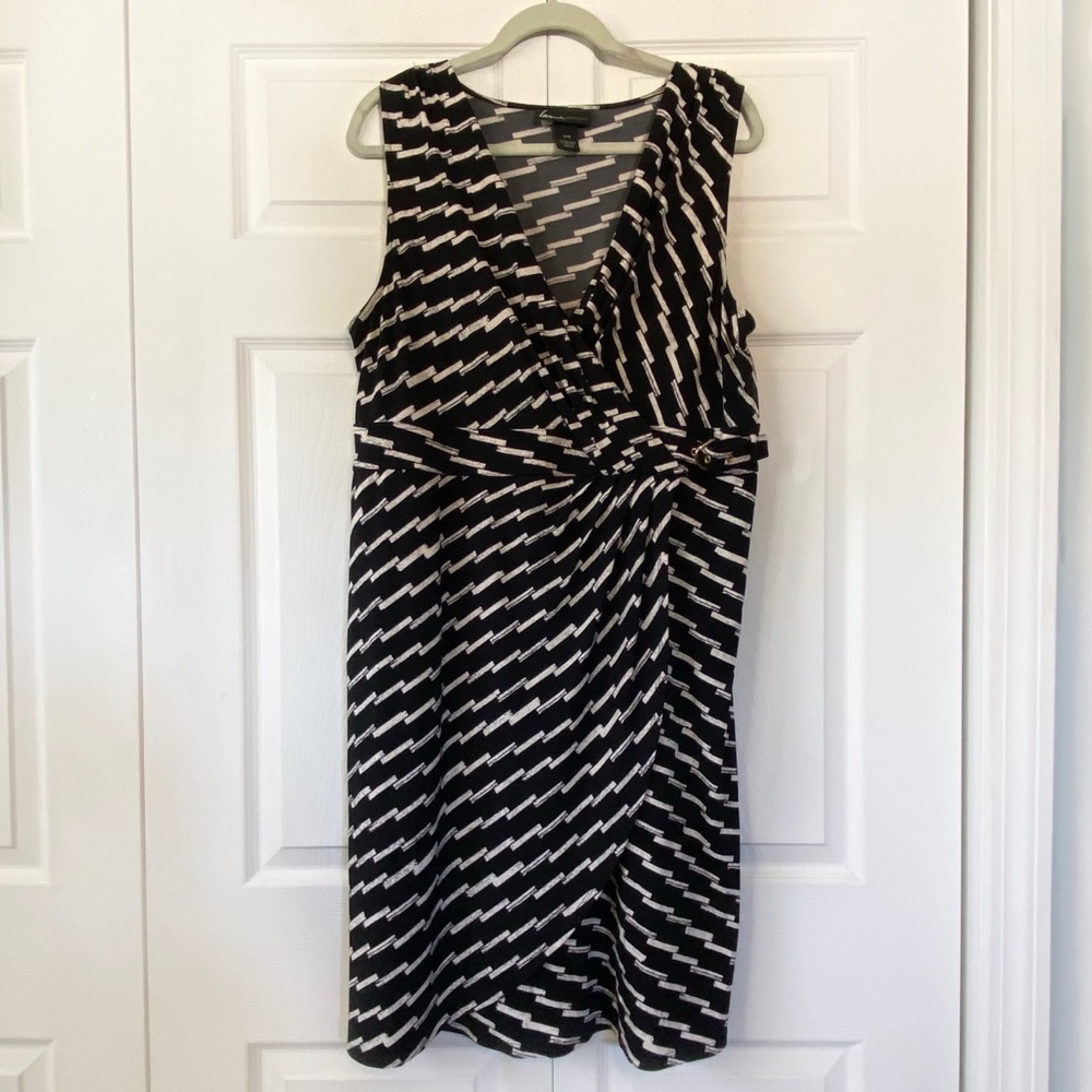 Lane Bryant Black And White Faux Wrap Dress
